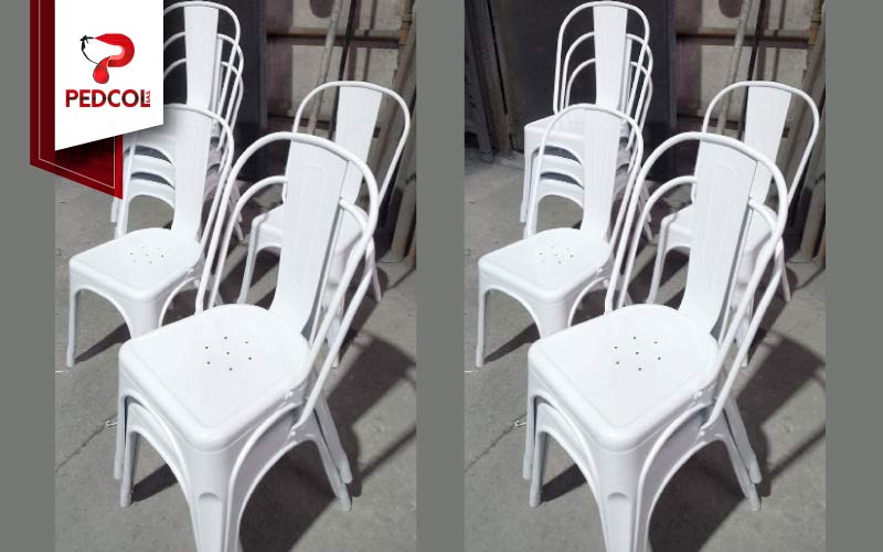 Pintura electrostática para sillas y mesas metálicas en Bogotá — recubrimiento en polvo